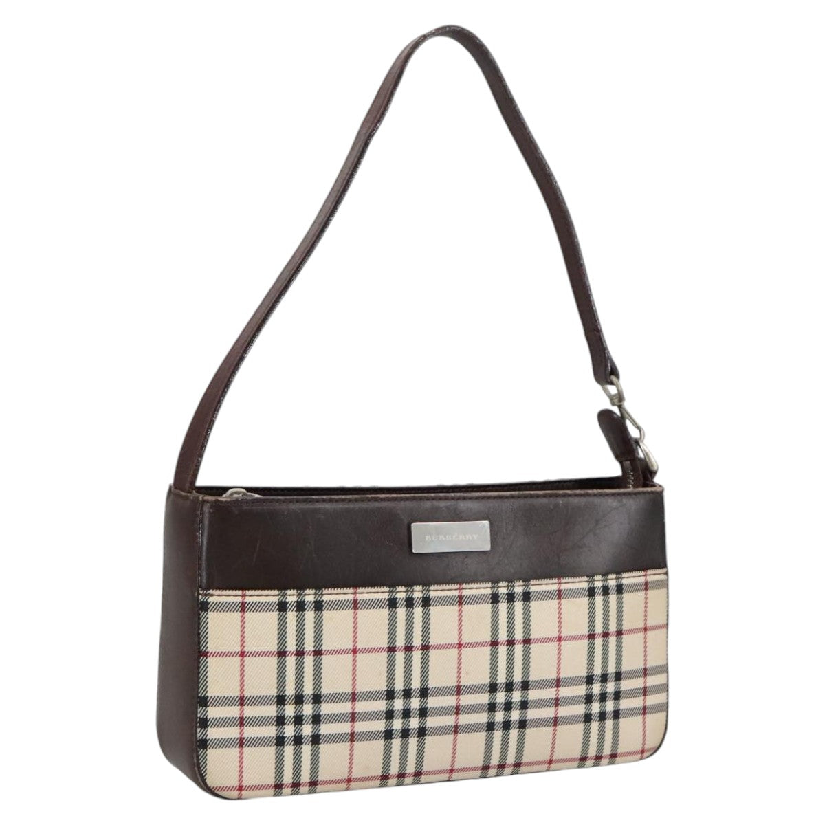 BURBERRY Nova Check Shoulder Bag Canvas Beige Auth 102373