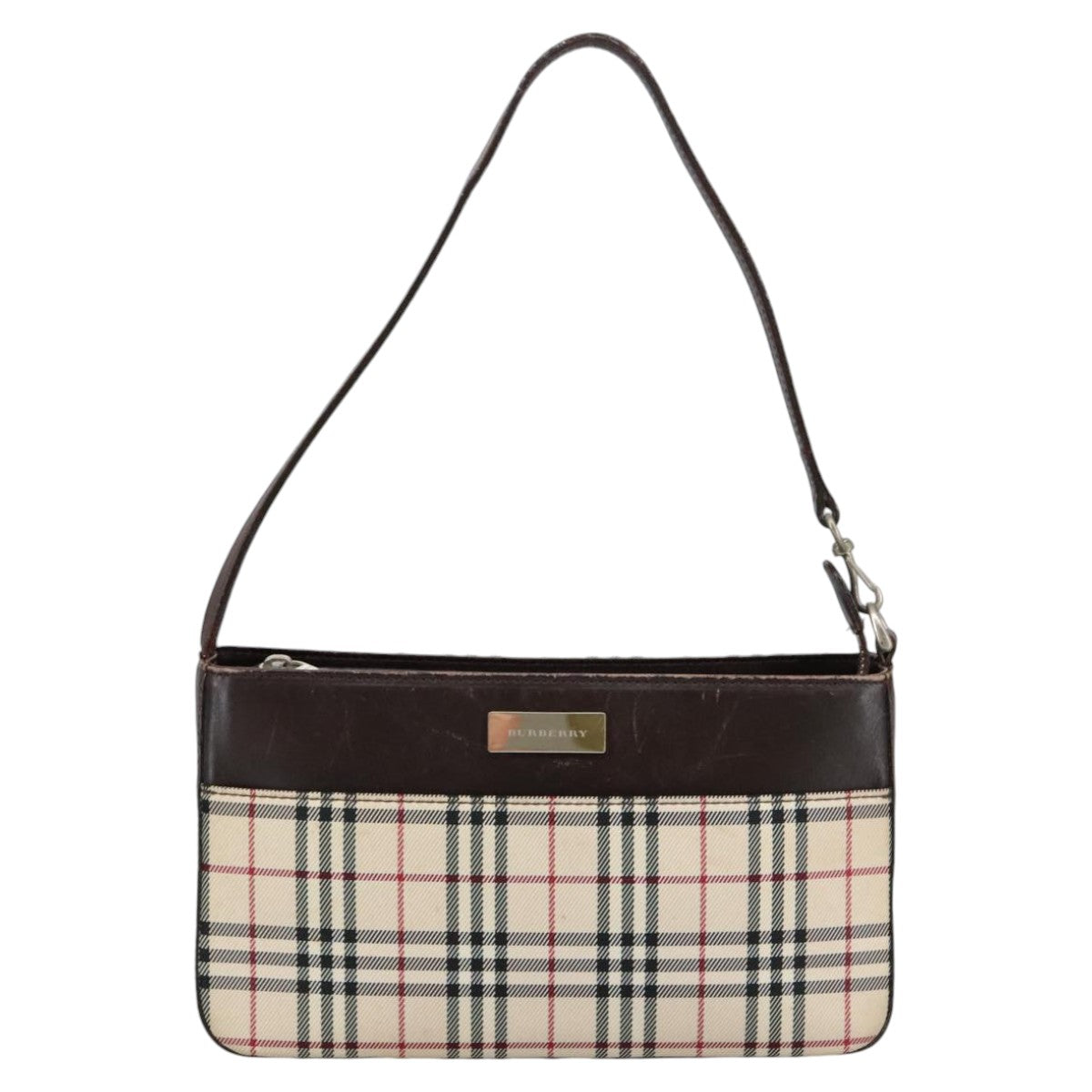 BURBERRY Nova Check Shoulder Bag Canvas Beige Auth 102373 - 0