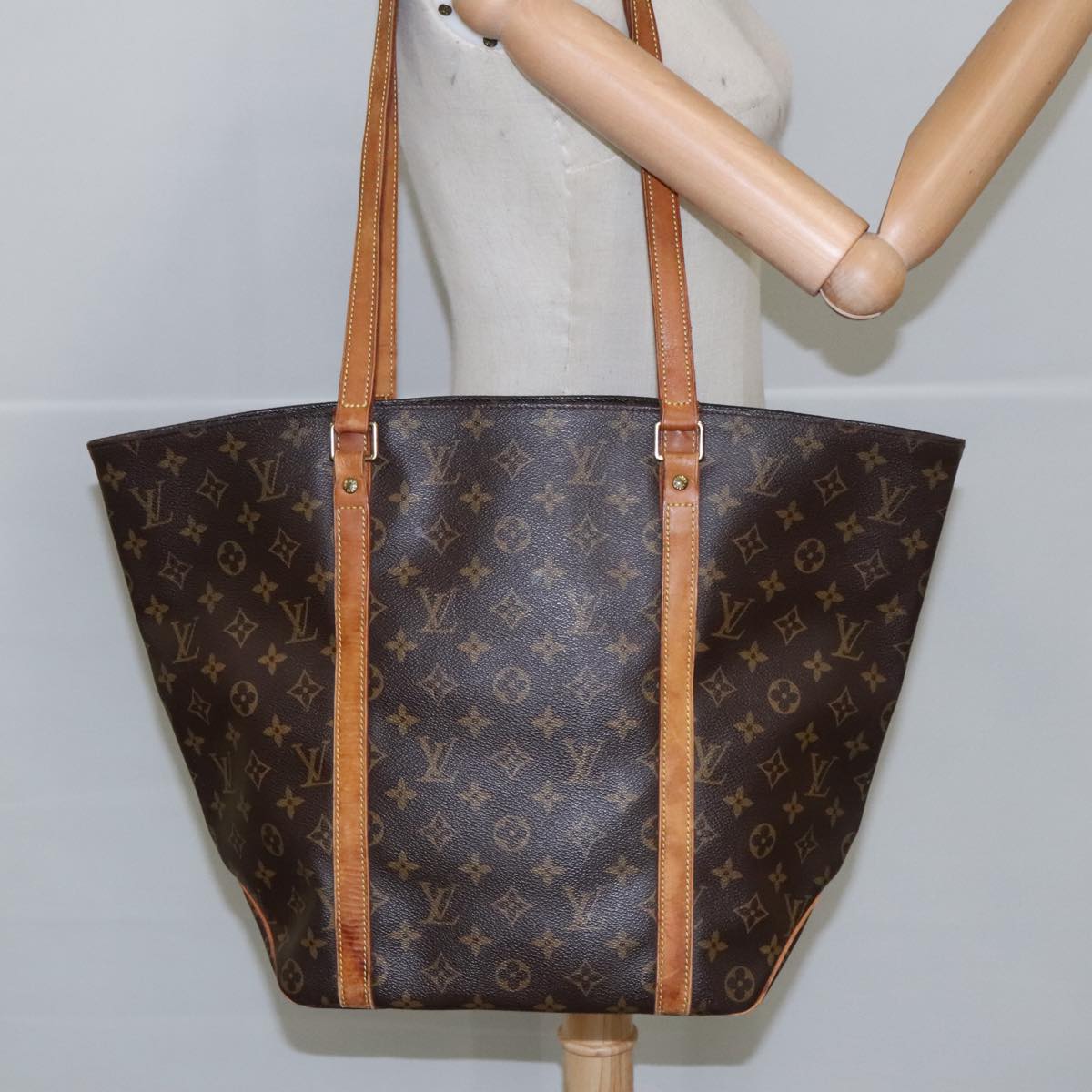 LOUIS VUITTON Monogram Sac Shopping Tote Bag M51108 LV Auth 102378