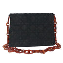 Christian Dior Canage Chain Shoulder Bag Nylon Black Auth 102381-1
