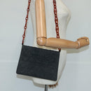 Christian Dior Canage Chain Shoulder Bag Nylon Black Auth 102381-24