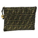 FENDI Zucca Canvas Pouch Gold Auth 102385-1