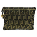 FENDI Zucca Canvas Pouch Gold Auth 102385-13