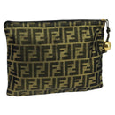 FENDI Zucca Canvas Pouch Gold Auth 102385-2
