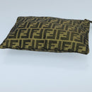 FENDI Zucca Canvas Pouch Gold Auth 102385-3