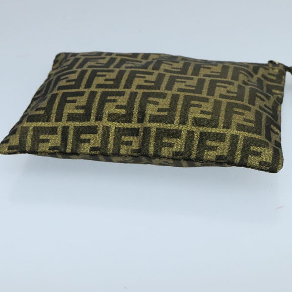 FENDI Zucca Canvas Pouch Gold Auth 102385
