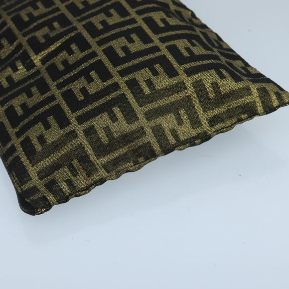 FENDI Zucca Canvas Pouch Gold Auth 102385