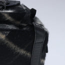 BURBERRY Nova Check Blue Label Shoulder Bag Wool Leather Black Auth 102387-14