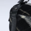 BURBERRY Nova Check Blue Label Shoulder Bag Wool Leather Black Auth 102387-15