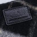 BURBERRY Nova Check Blue Label Shoulder Bag Wool Leather Black Auth 102387-17