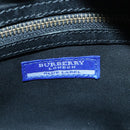 BURBERRY Nova Check Blue Label Shoulder Bag Wool Leather Black Auth 102387-10