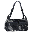 BURBERRY Nova Check Blue Label Shoulder Bag Wool Leather Black Auth 102387-1