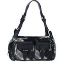 BURBERRY Nova Check Blue Label Shoulder Bag Wool Leather Black Auth 102387-13