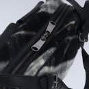 BURBERRY Nova Check Blue Label Shoulder Bag Wool Leather Black Auth 102387-6