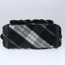 BURBERRY Nova Check Blue Label Shoulder Bag Wool Leather Black Auth 102387-5