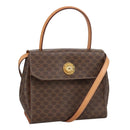 CELINE Macadam Canvas Hand Bag PVC Leather 2way Brown Gold Auth 102389-1