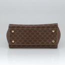 CELINE Macadam Canvas Hand Bag PVC Leather 2way Brown Gold Auth 102389-5