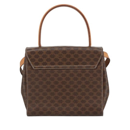 CELINE Macadam Canvas Hand Bag PVC Leather 2way Brown Gold Auth 102389 - 0