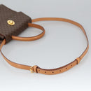 CELINE Macadam Canvas Hand Bag PVC Leather 2way Brown Gold Auth 102389-9