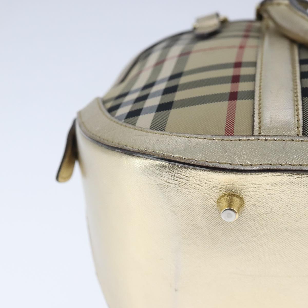 BURBERRY Nova Check Hand Bag Canvas  Leather 2way Beige Gold Auth 102392