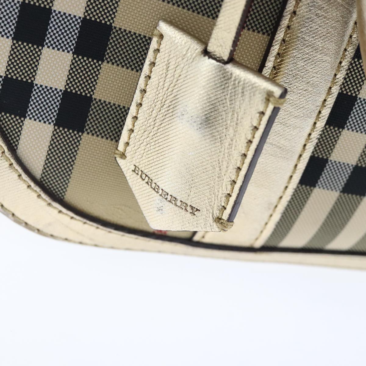 BURBERRY Nova Check Hand Bag Canvas  Leather 2way Beige Gold Auth 102392