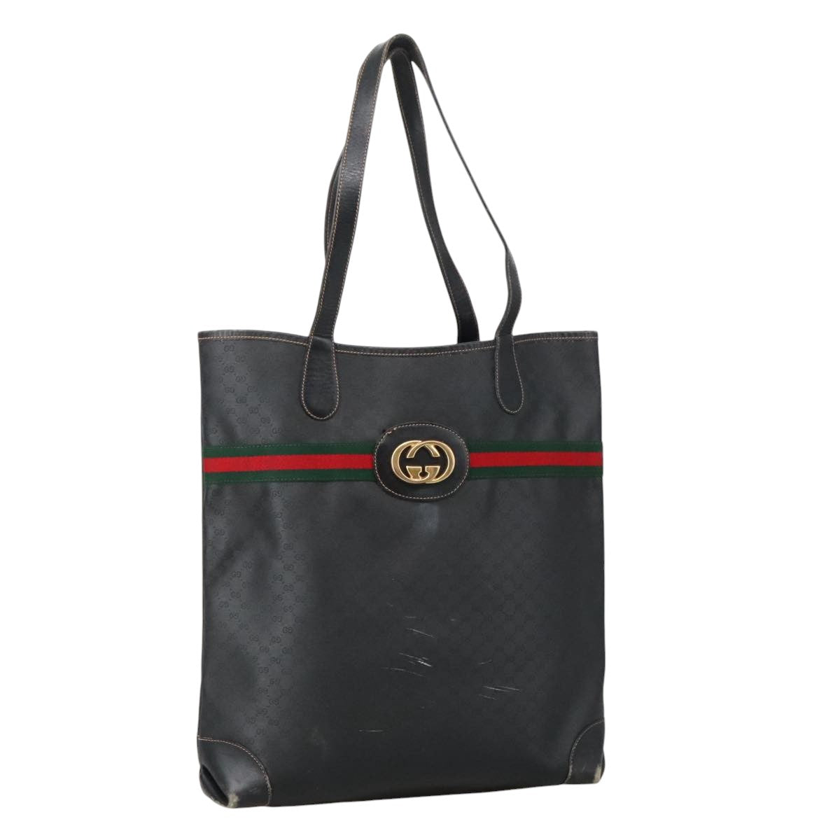 GUCCI Micro GG Supreme Web Sherry Line Bag PVC Black 002 904 0131 Auth 102411