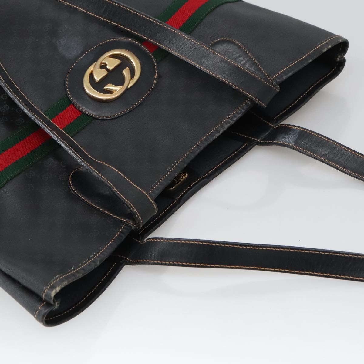 GUCCI Micro GG Supreme Web Sherry Line Bag PVC Black 002 904 0131 Auth 102411