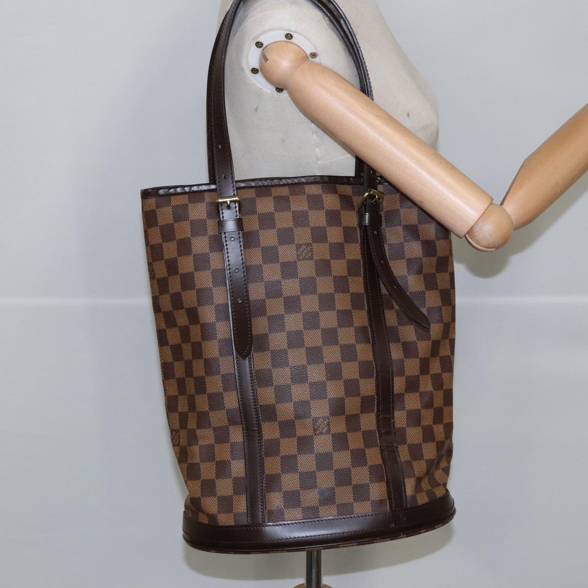 LOUIS VUITTON Damier Ebene Bucket GM Shoulder Bag SPO N42236 LV Auth 102416