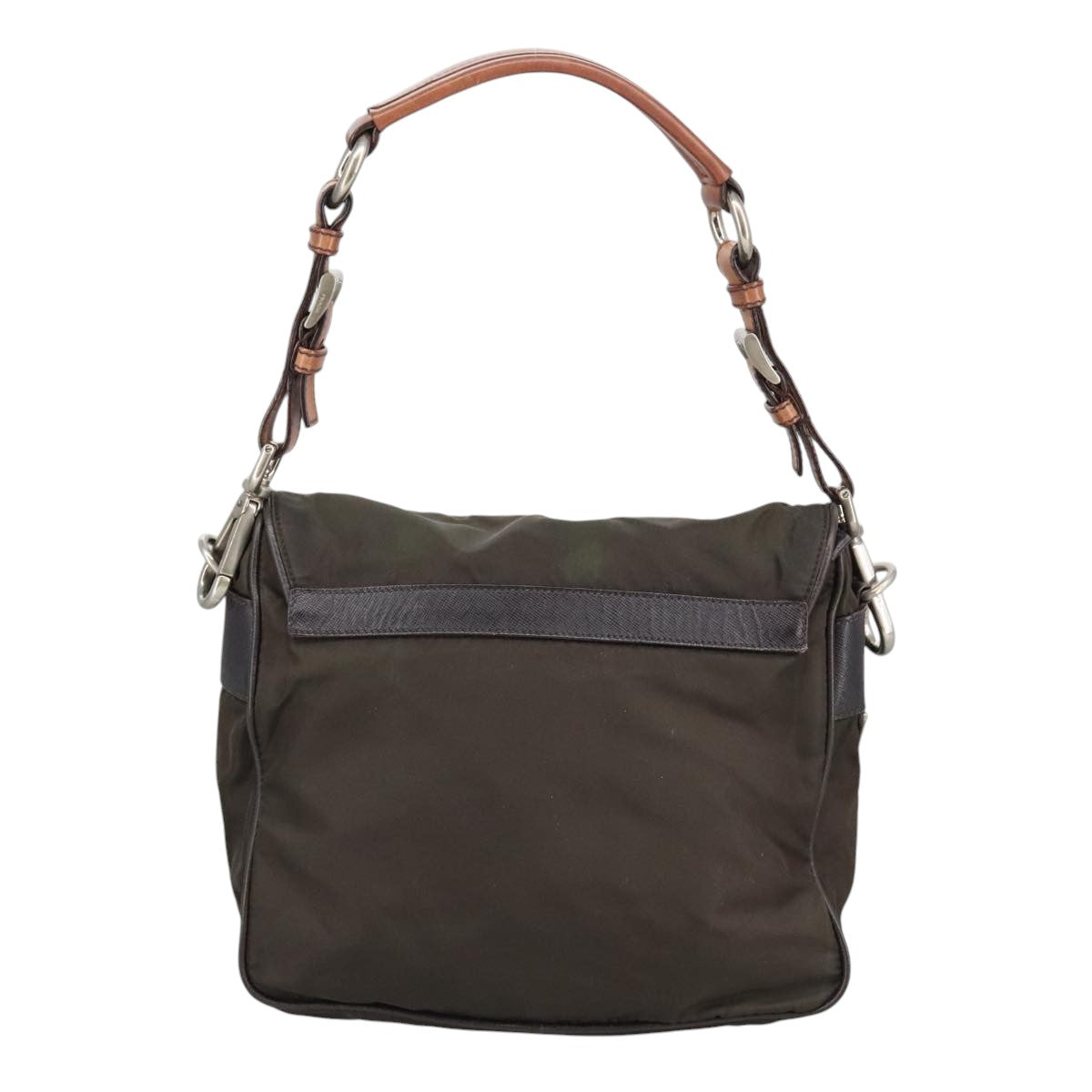 PRADA Shoulder Bag Nylon Khaki Auth 102417