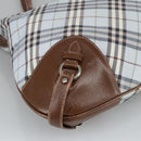 BURBERRY Nova Check Hand Bag Canvas 2way Light Blue Brown Auth 102443-9