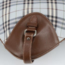 BURBERRY Nova Check Hand Bag Canvas 2way Light Blue Brown Auth 102443-16