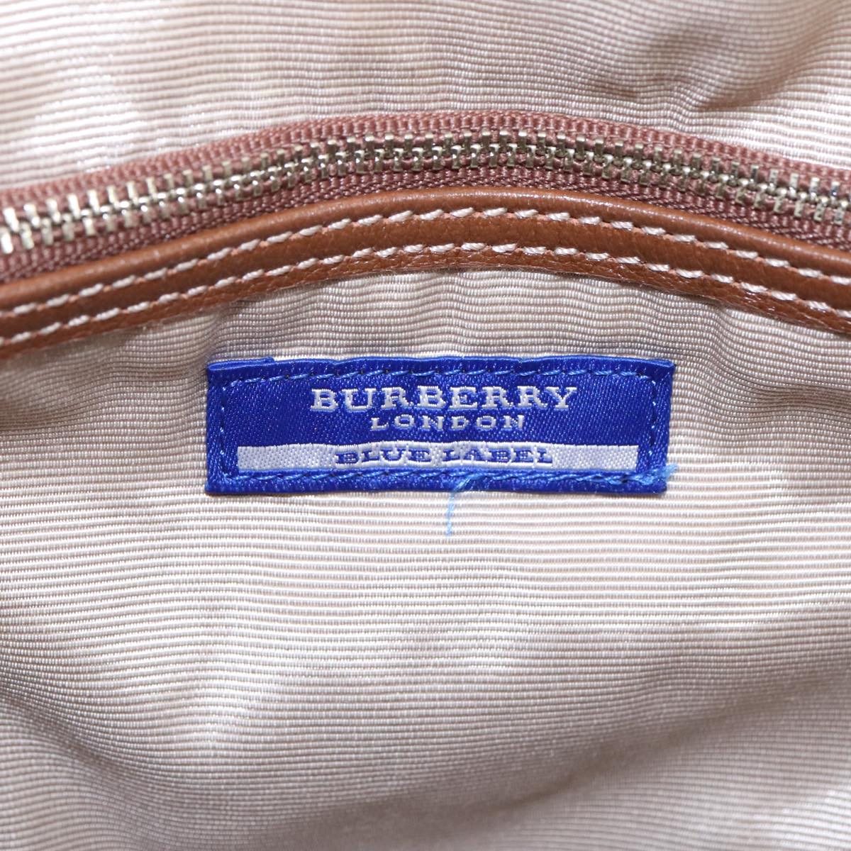 BURBERRY Nova Check Hand Bag Canvas 2way Light Blue Brown Auth 102443