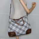 BURBERRY Nova Check Hand Bag Canvas 2way Light Blue Brown Auth 102443-20