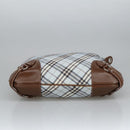 BURBERRY Nova Check Hand Bag Canvas 2way Light Blue Brown Auth 102443-5
