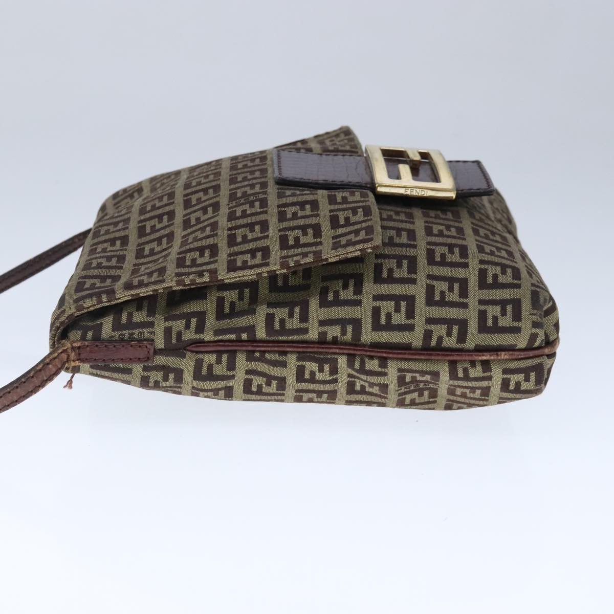 FENDI Zucchino Canvas Mamma Shoulder Bag Beige Auth 102445