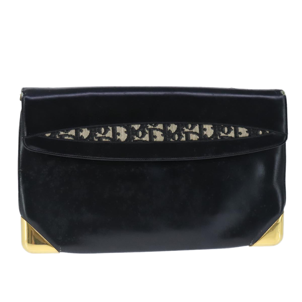 Christian Dior Clutch Bag Leather Black Auth 102449