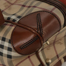 BURBERRY Nova Check Shoulder Bag PVC Leather Beige Red Auth 102450-17