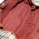 BURBERRY Nova Check Shoulder Bag PVC Leather Beige Red Auth 102450-11