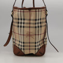 BURBERRY Nova Check Shoulder Bag PVC Leather Beige Red Auth 102450-3