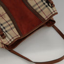 BURBERRY Nova Check Shoulder Bag PVC Leather Beige Red Auth 102450-6