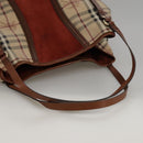 BURBERRY Nova Check Shoulder Bag PVC Leather Beige Red Auth 102450-7