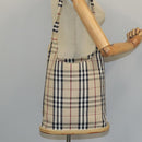 BURBERRY Nova Check Shoulder Bag Canvas Beige Silver Auth 102451-18