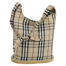 BURBERRY Nova Check Shoulder Bag Canvas Beige Silver Auth 102451-1