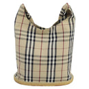BURBERRY Nova Check Shoulder Bag Canvas Beige Silver Auth 102451-13