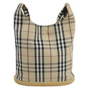 BURBERRY Nova Check Shoulder Bag Canvas Beige Silver Auth 102451-2