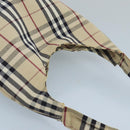 BURBERRY Nova Check Shoulder Bag Canvas Beige Silver Auth 102451-6