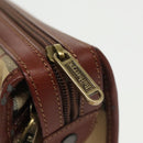 Burberrys Nova Check Clutch Bag PVC Leather Beige Auth 102458-10