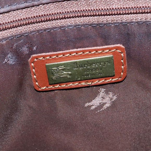 Burberrys Nova Check Clutch Bag PVC Leather Beige Auth 102458