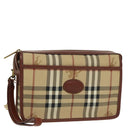 Burberrys Nova Check Clutch Bag PVC Leather Beige Auth 102458-1