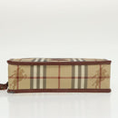 Burberrys Nova Check Clutch Bag PVC Leather Beige Auth 102458-5